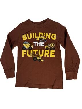 Boys 5 Construction T-Shirt Long Sleeve Brown and Yellow by Copper Denim